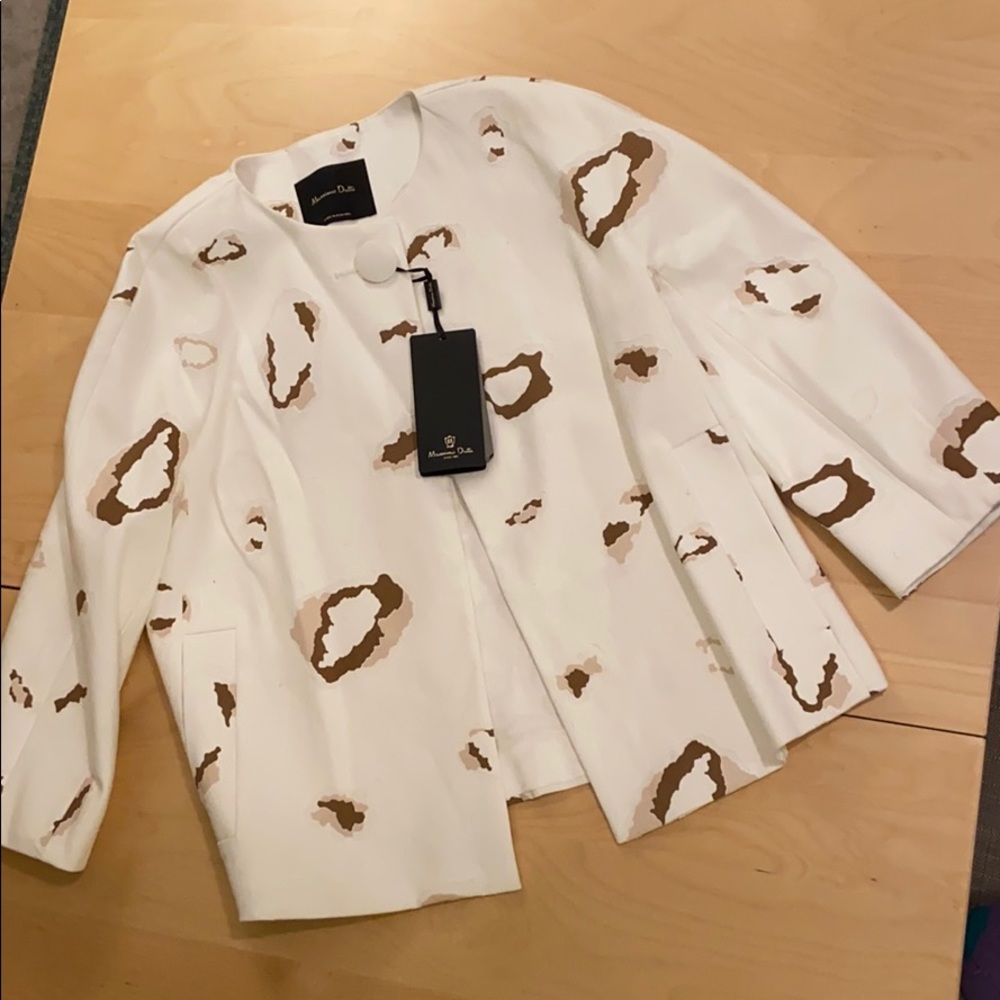 NWT Massimo Dutti White Animal Print Blazer